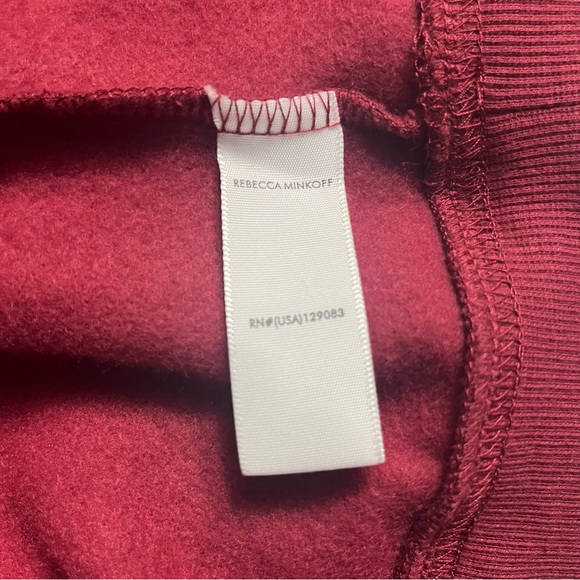 REBECCA MINKOFF Feminists Do It Better sweatshirt XS dark red and white - Picture 11 of 13